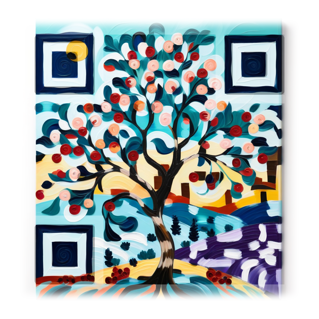 Vincent Van Gogh style image that's also a scannable qr code, linking to Ethan Mollick's Linkedin Page